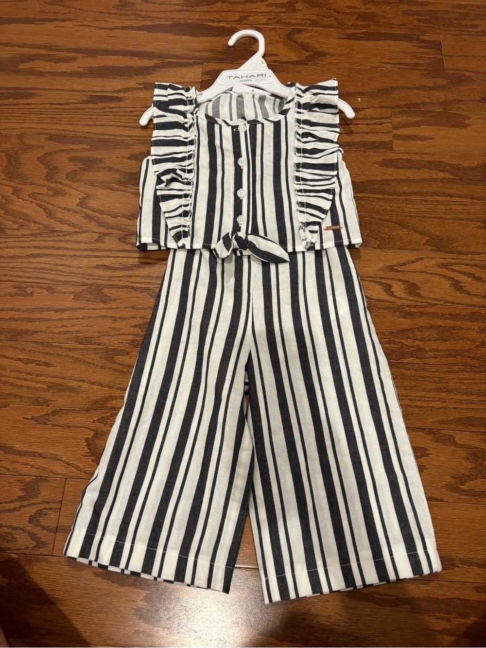 Tahari Girls' Black and White Striped Set